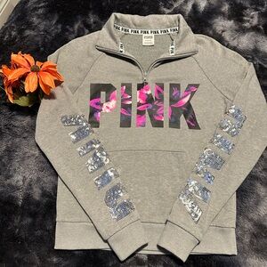PINK Victoria's Secret Tropical Bling Quarter Zip Sweatshirt!